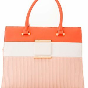 🆕Alessia Massimo Colorblock Top Handle Bag - Coral / White / Peach NWT's